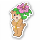 Beer met Bloedvat Hibiscus Sticker (Voorkant)
