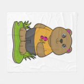 Beer met bloemen fleece deken (Voorkant (Horizontaal))