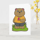 Beer met bloemen kaart (Gele Bloem)
