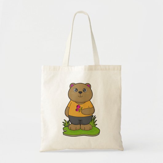 Beer met bloemen tote bag (Voorkant)