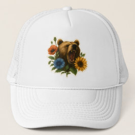 Beer met bloemen trucker pet