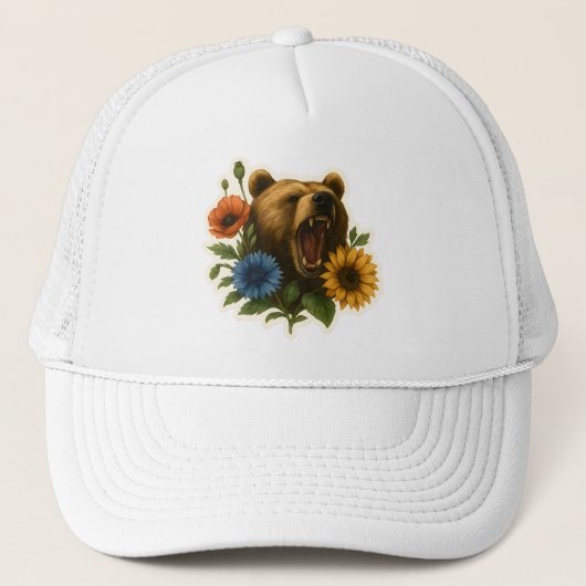 Beer met bloemen trucker pet (Voorkant)