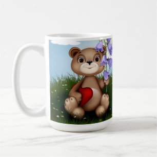 Beer met boeket bloem-30926 koffiemok
