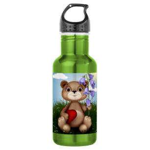 Beer met boeket bloem-30926 waterfles