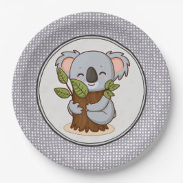 Beer met boomknuffelkaola papieren bordje