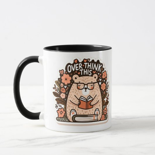 Beer met bril - "Overthink This" Quirk Journal Mok (Links)