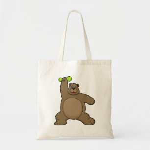 Beer met Dumbbell op Yoga Fitness Tote Bag