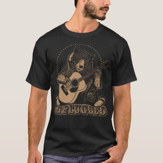 Beer met een akoestische gitaar t-shirt