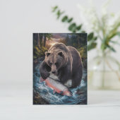 Beer met een glinsterende vis briefkaart (Staand voorkant)