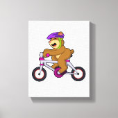 Beer met fiets en helm canvas afdruk (Voorkant)