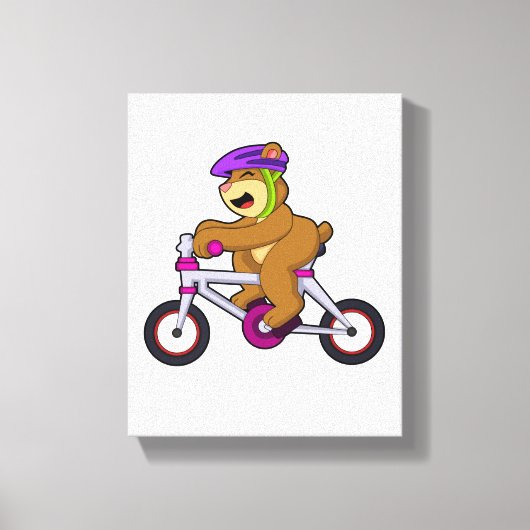 Beer met fiets en helm canvas afdruk (Voorkant)