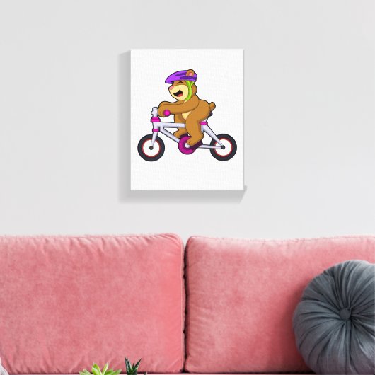 Beer met fiets en helm canvas afdruk (Insitu (Woonkamer))
