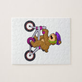 Beer met fiets en helm legpuzzel (Horizontaal)