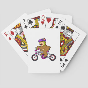 Beer met fiets en helm pokerkaarten