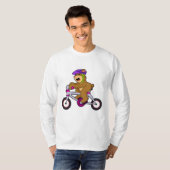 Beer met fiets en helm t-shirt (Voorkant volledig)