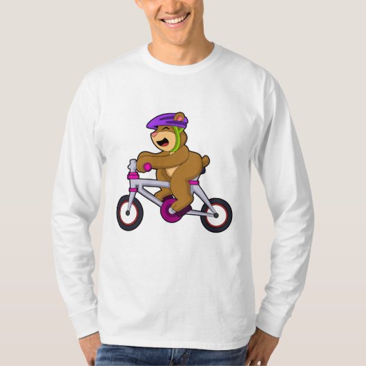 Beer met fiets en helm t-shirt (Voorkant)
