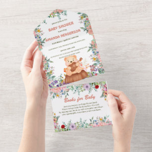 Beer met gitaarflora waterverf baby shower all in one uitnodiging