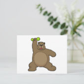 Beer met Hantelel bij Yoga Fitness Briefkaart (Staand voorkant)