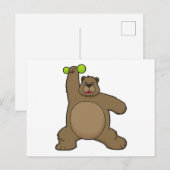 Beer met Hantelel bij Yoga Fitness Briefkaart (Voorkant / Achterkant)