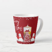 Beer met kerstboomkaars Wintersnowflakes Latte Mok (Rechterhoek)