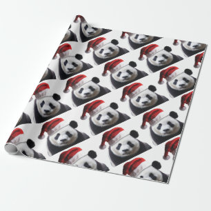 Beer met kerstpanda cadeaupapier