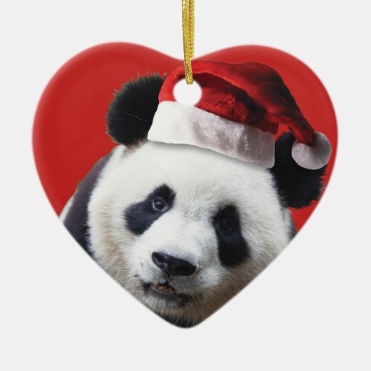 Beer met kerstpanda keramisch ornament (Voorkant)