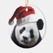 Beer met kerstpanda keramisch ornament (Links)