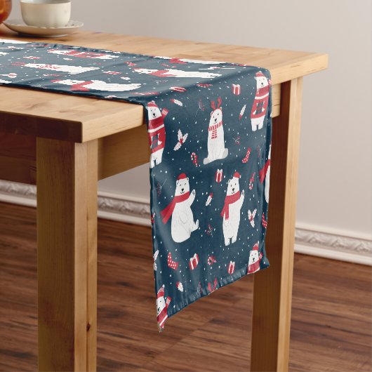 Beer met kerstpolen korte tafelloper (Voorbeeld)