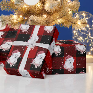 Beer met kerstpoten op buffelstang cadeaupapier