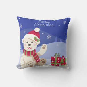 Beer met kerststaartwaren met Santa Hat Blue Kussen