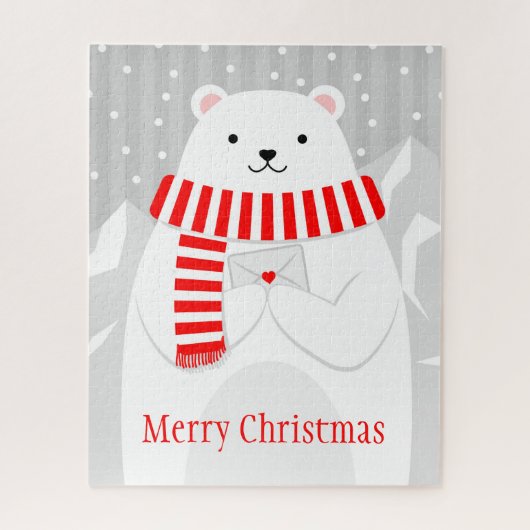 Beer met kerststaartwit legpuzzel (Verticaal)