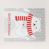 Beer met kerststaartwit legpuzzel (Horizontaal)