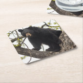 Beer met klimmen vierkante kartonnen onderzetter (Schuin)