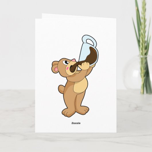 Beer met koffiebeker kaart (Achterkant)