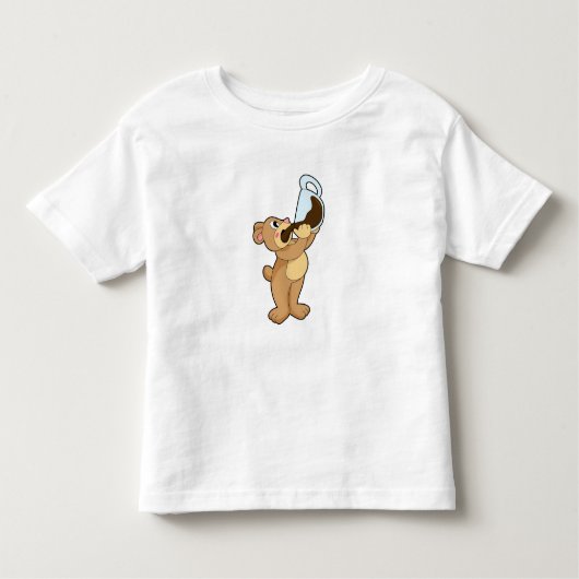 Beer met koffiebeker kinder shirts (Voorkant)