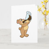 Beer met koffiekop kaart (Gele Bloem)