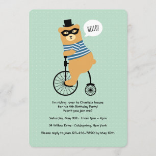 Beer met maskeruitnodiging kaart