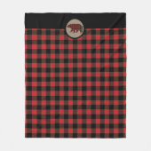 Beer met rode zwarte buffelplaat fleece deken (Voorkant)