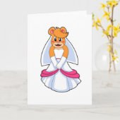 Beer met Wedding-jurk & Veil Kaart (Gele Bloem)