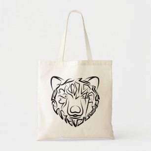 Beer met zwarte en witte tribale tote bag