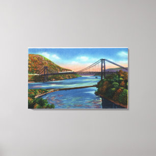 Beer Mountain Hudson River Bridge Canvas Afdruk