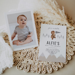 Beer Mountains First Birthday Photo Invitation Kaart