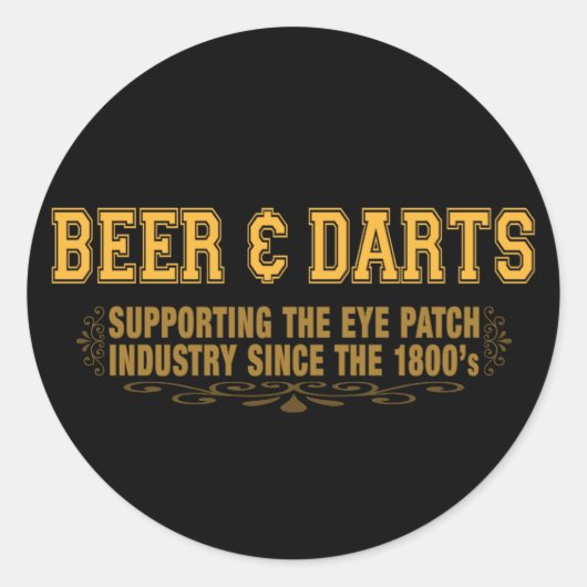 Beer N Darts Ronde Sticker (Voorkant)