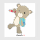 Beer naar school, stutten Beer, rugzak, potlood Sticker (Vel)