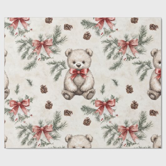  Beer Neutraal met Zachte Rode Boog Cadeaupapier (Vlak)