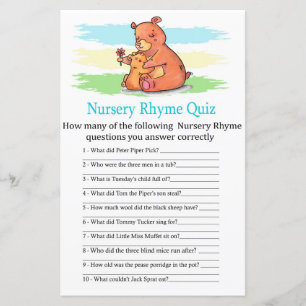 Beer Nursery Rhyme Quiz baby shower game