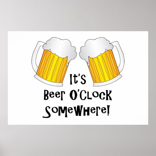 Beer O'Clock ergens anders grappny Poster (Voorkant)