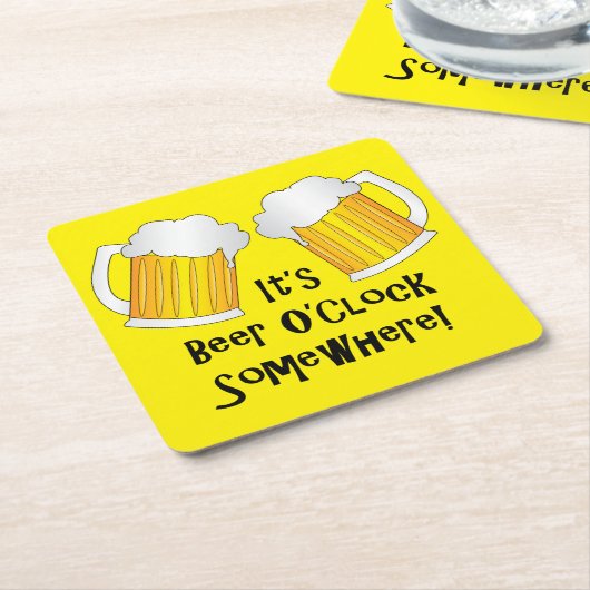 Beer O'Clock Sun staat boven het Yardarm Funny Ond Vierkante Kartonnen Onderzetter (Schuin)