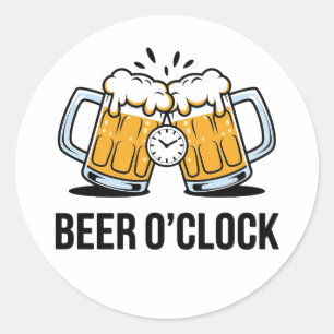 Beer O'Clock - Tijd om te vieren met een koude Ronde Sticker