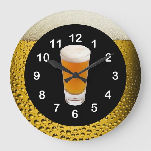 Beer O'Clock Wall Clock Gold Amber Grote Klok (Voorkant)